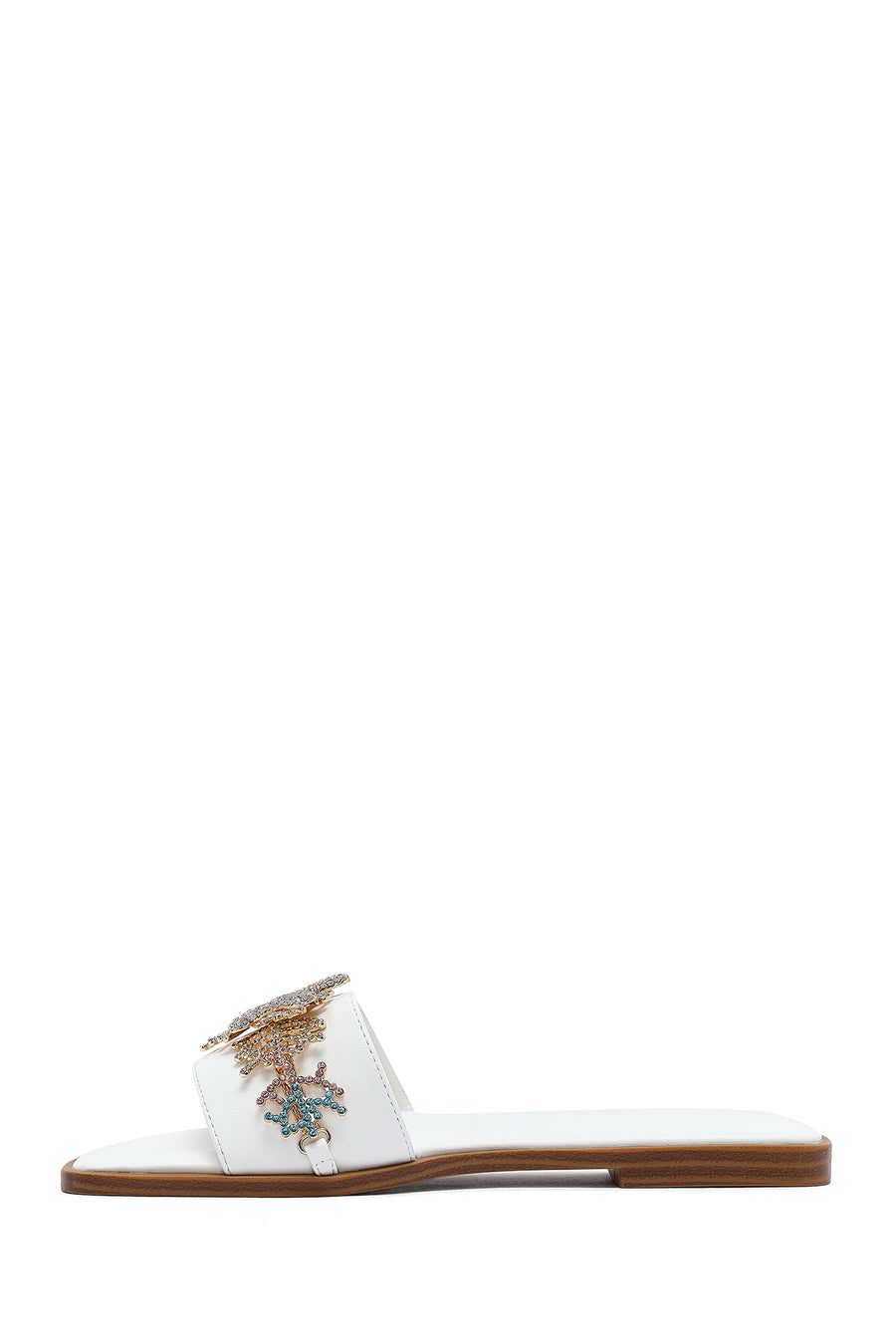 Women's White Stone Slippers