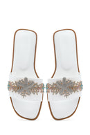 Women's White Stone Slippers | Derimod