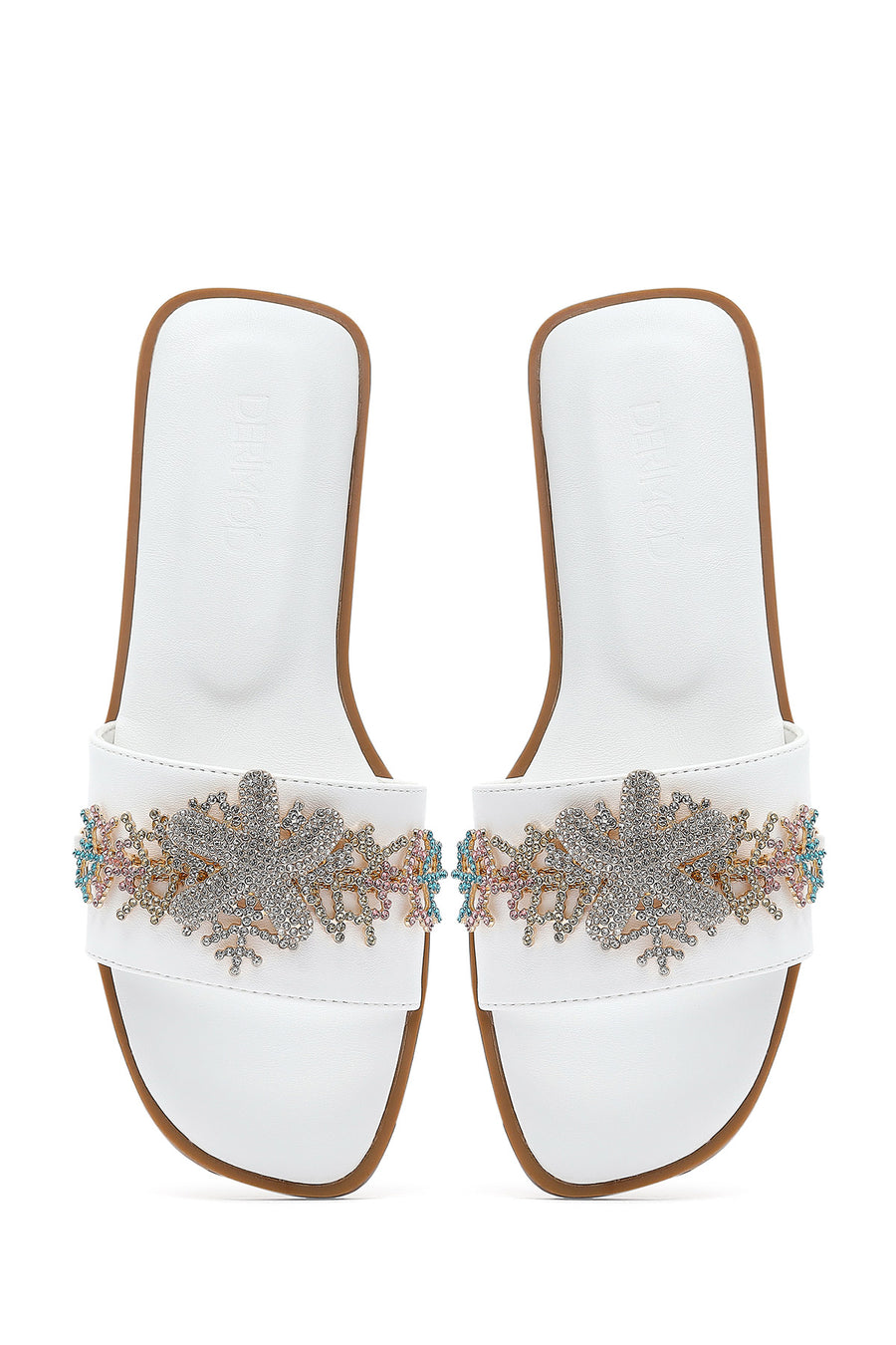 Women's White Stone Slippers
