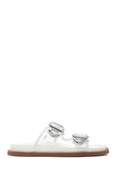 Women's White Double Buckle Slippers | Derimod