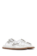 Women's White Double Buckle Slippers | Derimod