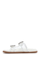 Women's White Double Buckle Slippers | Derimod