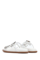 Women's White Double Buckle Slippers | Derimod