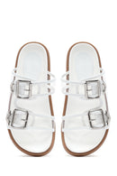 Women's White Double Buckle Slippers | Derimod