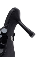 Women's Black Sequined Thin Heeled Slippers | Derimod