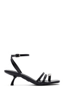 Women's Black Ankle Buckle Low Thin Heel Sandals | Derimod
