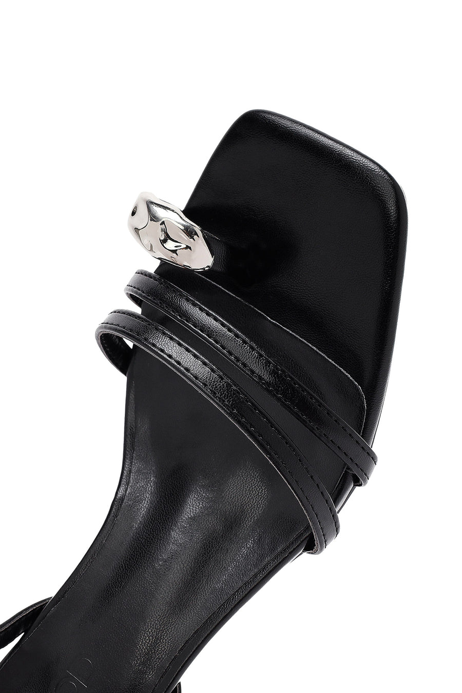 Women's Black Ankle Buckle Low Thin Heel Sandals