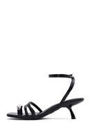 Women's Black Ankle Buckle Low Thin Heel Sandals | Derimod