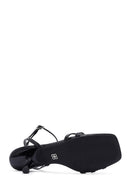 Women's Black Ankle Buckle Low Thin Heel Sandals | Derimod