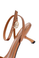 Women's Bronze Low Thin Heel Metallic Sandals | Derimod