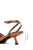 Women's Bronze Low Thin Heel Metallic Sandals | Derimod