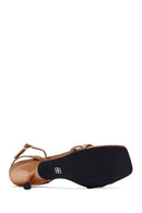 Women's Bronze Low Thin Heel Metallic Sandals | Derimod