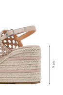 Women's Cream Knitted Ankle Buckle Wedge Heeled Espadrille Sandals | Derimod