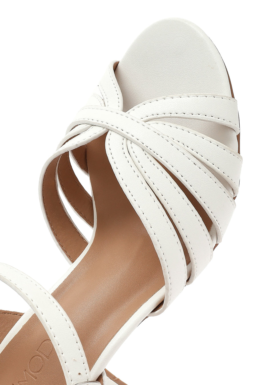 Women's White Ankle Strap Chunky Heel Sandals