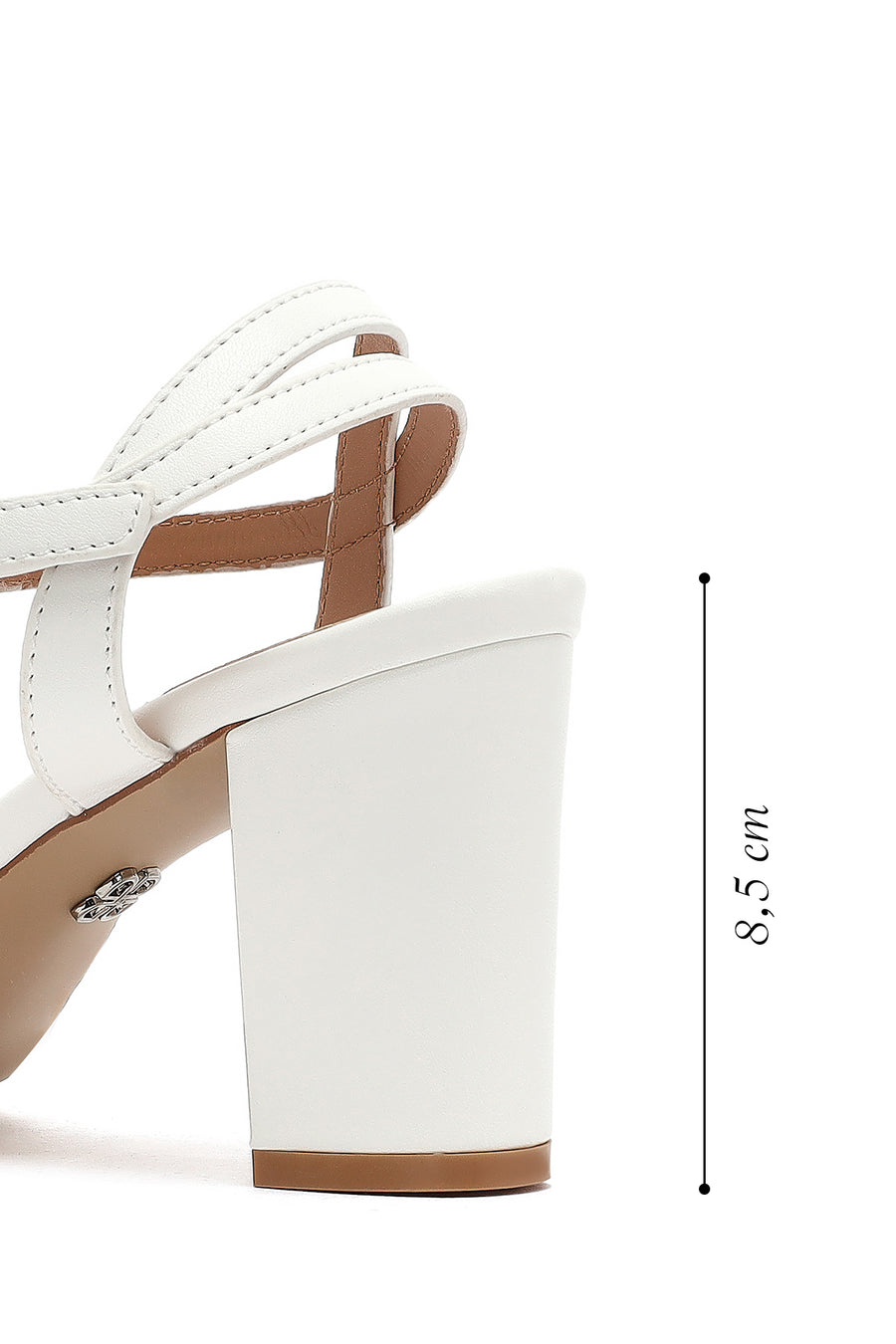 Women's White Ankle Strap Chunky Heel Sandals