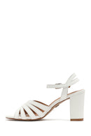 Women's White Ankle Strap Chunky Heel Sandals | Derimod