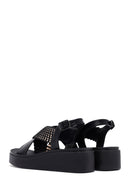 Women's Black Thick Soled Stoned Sandals | Derimod