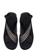 Women's Black Thick Soled Stoned Sandals | Derimod