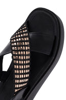 Women's Black Thick Soled Stoned Sandals | Derimod