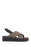 Women's Brown Back Buckle Thick Soled Straw Sandals | Derimod