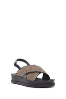 Women's Brown Back Buckle Thick Soled Straw Sandals | Derimod