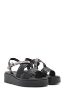 Women's Black Ankle Buckle Thick Soled Sandals | Derimod
