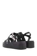 Women's Black Ankle Buckle Thick Soled Sandals | Derimod