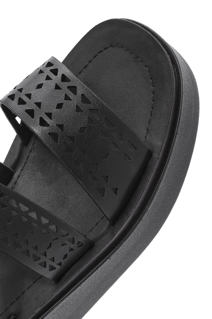Women's Black Ankle Buckle Thick Soled Sandals