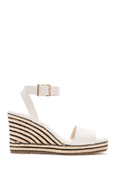 Women's Cream Ankle Strap Wedge Heel Espadrilles | Derimod