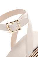 Women's Cream Ankle Strap Wedge Heel Espadrilles | Derimod