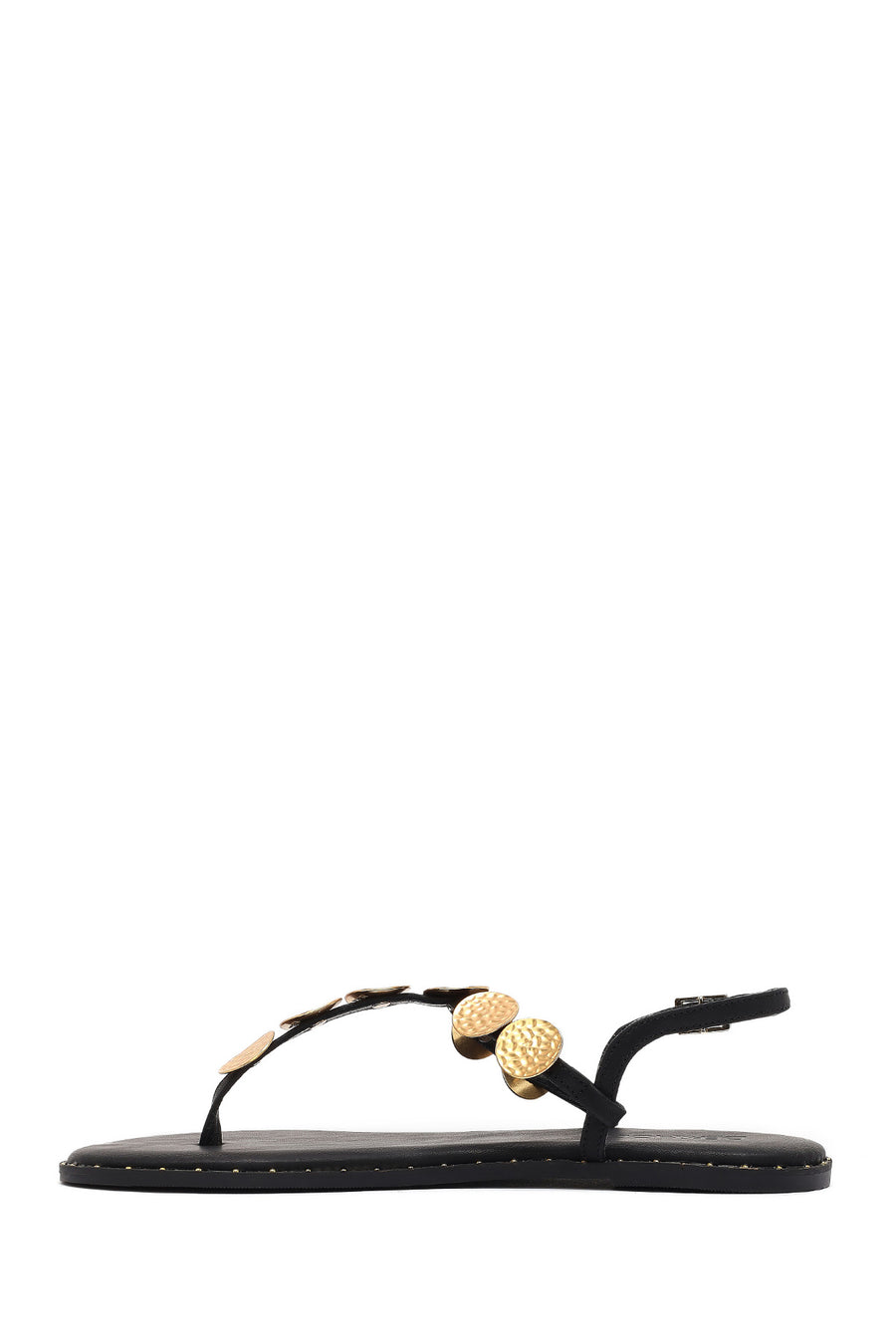 Kadın Siyah Metal Detaylı Parmak Arası Sandalet
