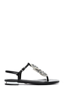 Women's Black Stone Flip Flops Sandals | Derimod