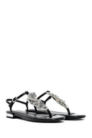 Women's Black Stone Flip Flops Sandals | Derimod