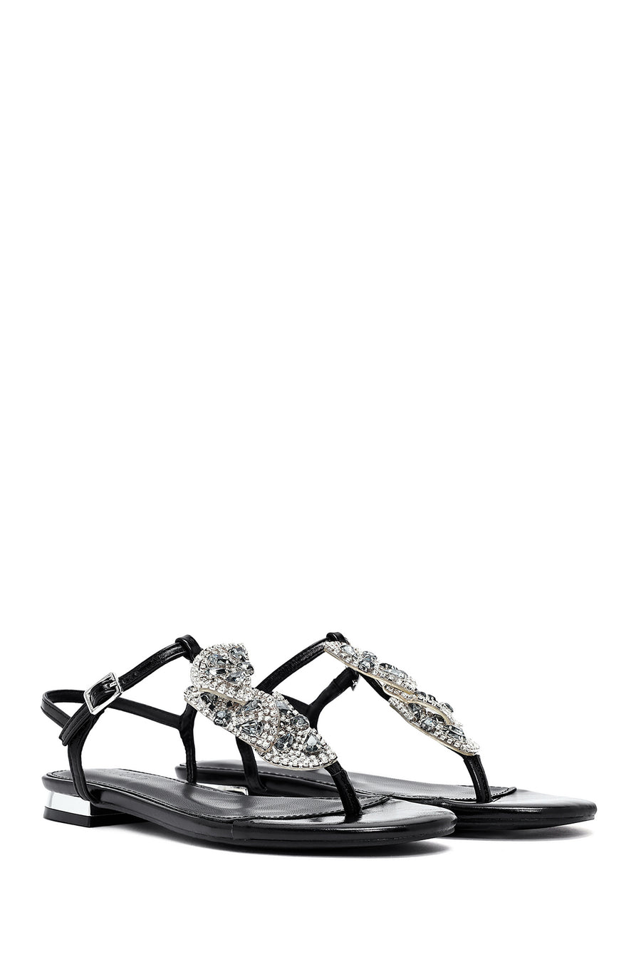Women's Black Stone Flip Flops Sandals
