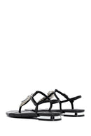 Women's Black Stone Flip Flops Sandals | Derimod
