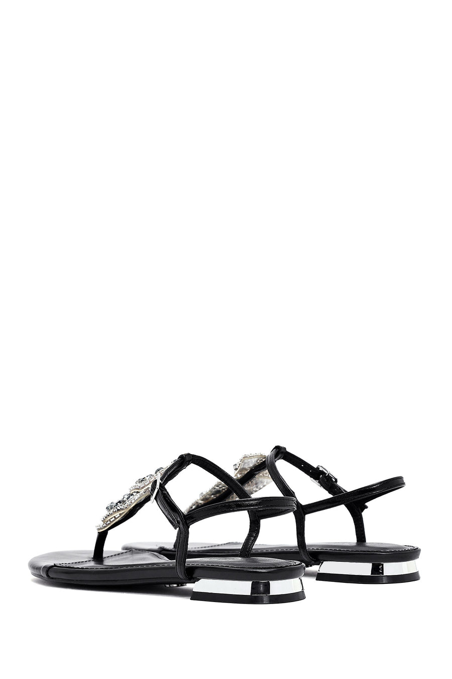 Women's Black Stone Flip Flops Sandals
