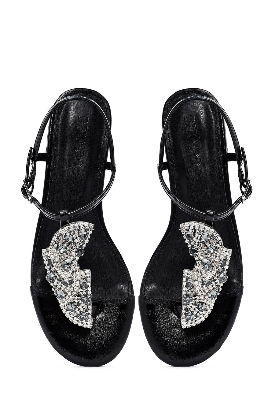 Women's Black Stone Flip Flops Sandals