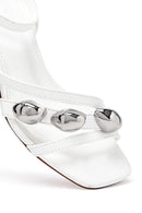Women's White Ankle Buckle Low Heel Sandals | Derimod