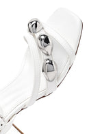Women's White Ankle Buckle Low Heel Sandals | Derimod