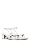 Women's White Ankle Buckle Low Heel Sandals | Derimod