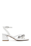 Women's White Ankle Buckle Low Heel Sandals | Derimod
