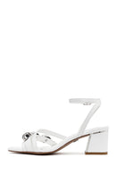 Women's White Ankle Buckle Low Heel Sandals | Derimod