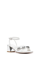 Women's White Ankle Buckle Low Heel Sandals | Derimod