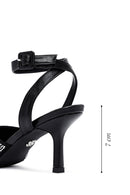 Women's Black Ankle Buckle Stoned Thin Heel Sandals | Derimod