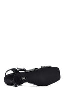 Women's Black Ankle Buckle Stoned Thin Heel Sandals | Derimod