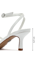 Women's White Ankle Buckle Stoned Thin Short Heeled Sandals | Derimod