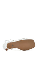 Women's White Ankle Buckle Stoned Thin Short Heeled Sandals | Derimod