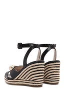 Women's Black Ankle Buckle Wedge Heel Espadrille Sandals | Derimod