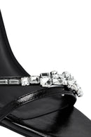Women's Black Ankle Buckle Stoned Thin Heel Sandals | Derimod