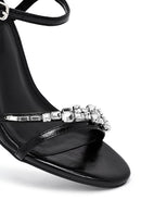 Women's Black Ankle Buckle Stoned Thin Heel Sandals | Derimod